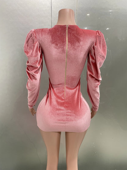 Pink Velvet Mini Dress