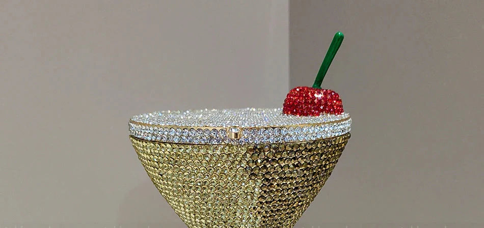Cherry Goblet Rhinestone Clutch Bag