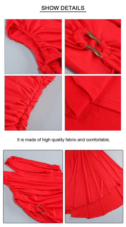 Red Ruched Cut-Out Maxi Dress