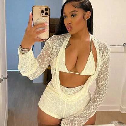 Lace Flare Sleeve 3 Piece Set