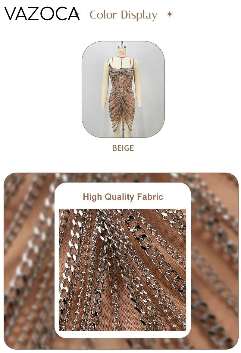 Chain Embellished Mini Dress