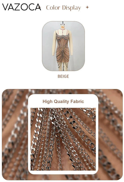 Chain Embellished Mini Dress