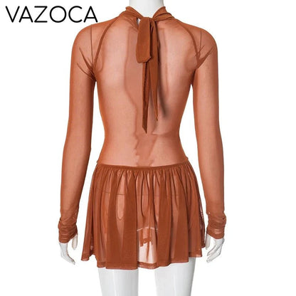 Shirring Pleated Mini Dress