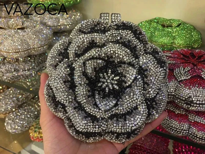 Floral Crystal Clutch Purse