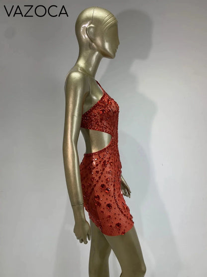 Anaya Mesh Sequins Mini Dress
