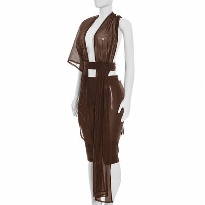 Sheer Asymmetric Pants Set