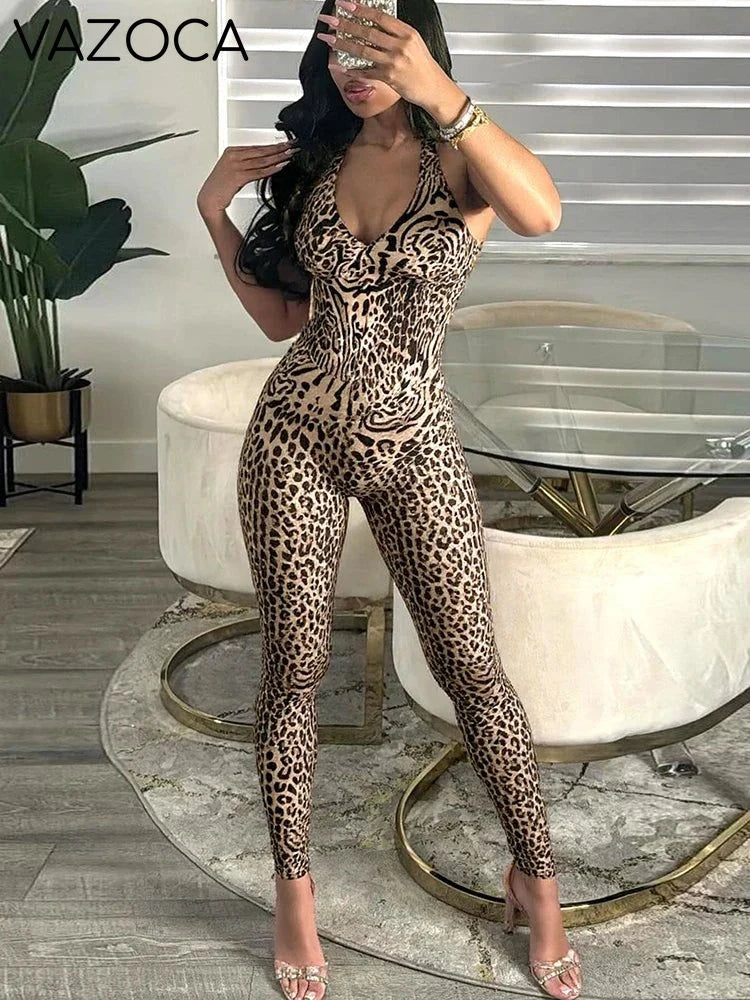 Peach Leopard Jumpsuit