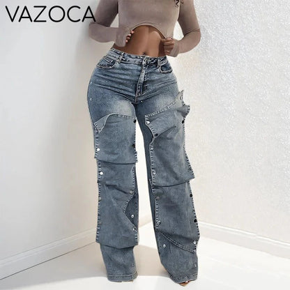 Detachable Buckle High Waist Jeans