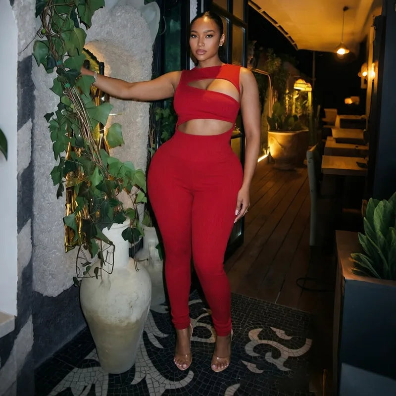 Double Cutout Sleeveless Jumpsuit
