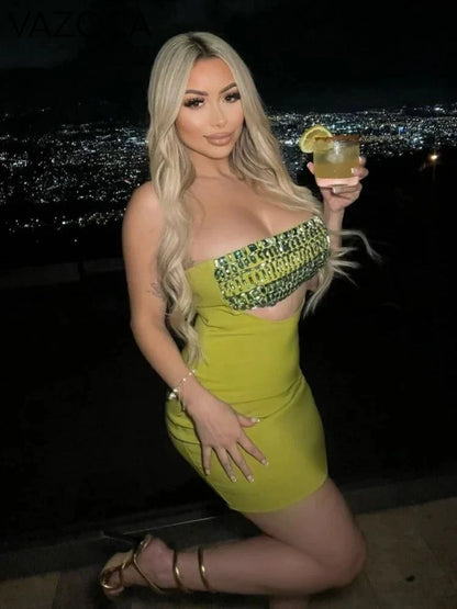Raina Crystal Bandage Mini Dress
