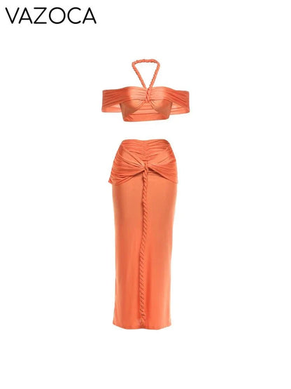 Brinda Skirt Set Orange