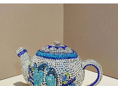 Teapot Rhinestone Clutch Bag