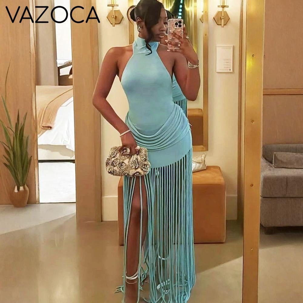 Fringe Backless Maxi Dress