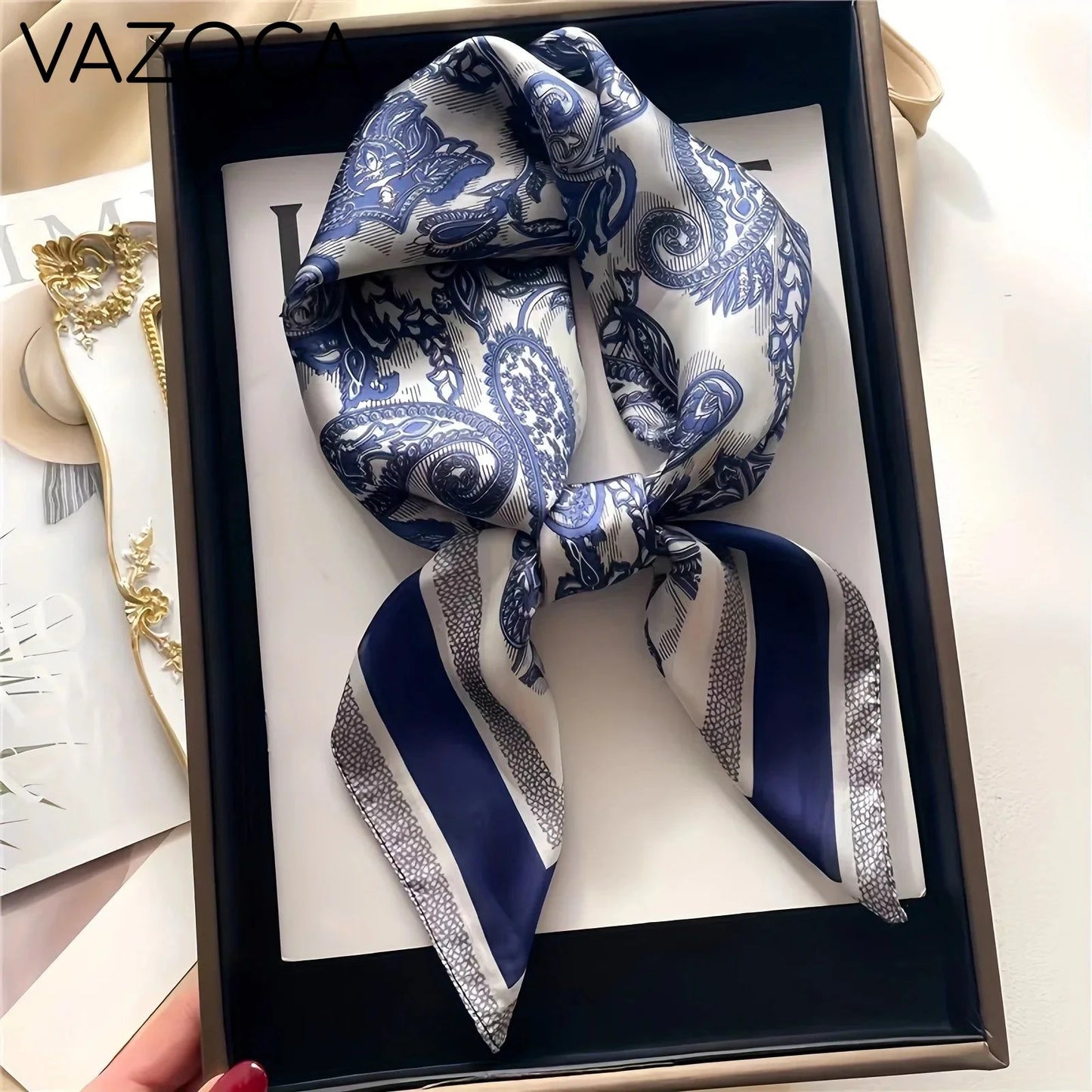 Houndstooth Printed Vintage Headscarf 3 68X68CM