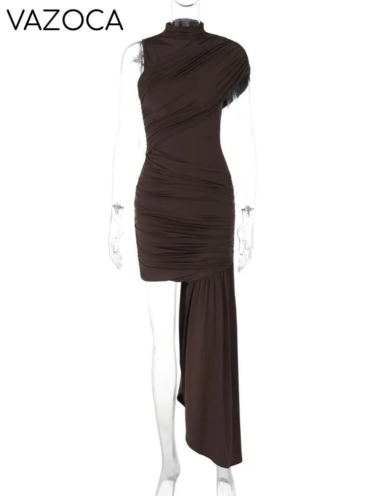 Solana Turtleneck Pleated Dress