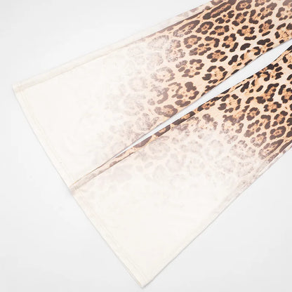 Gradient Leopard Hooded Flared Pants Set