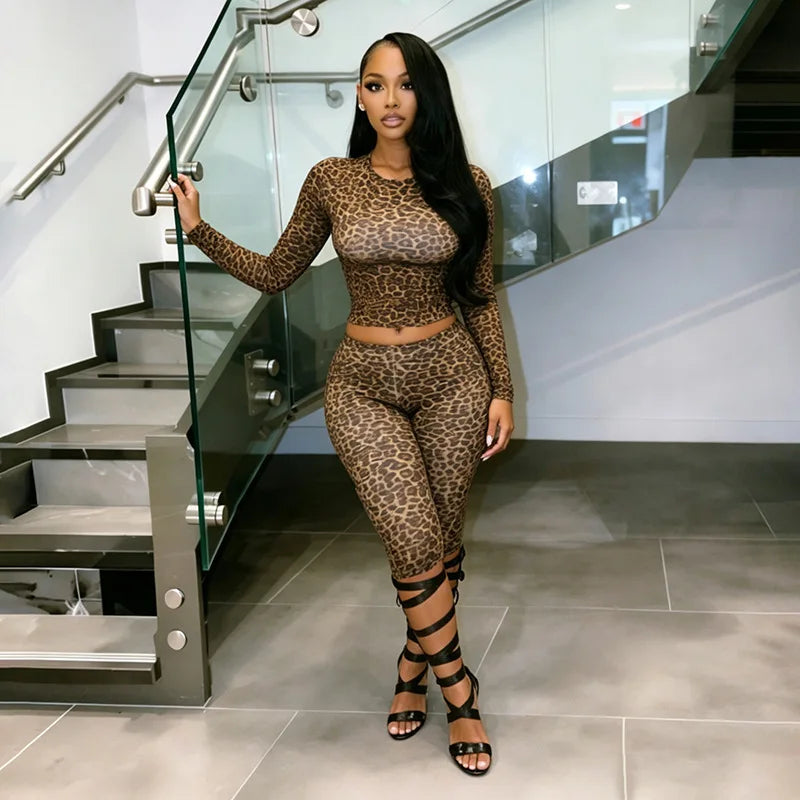 Leopard Crop Capri Set