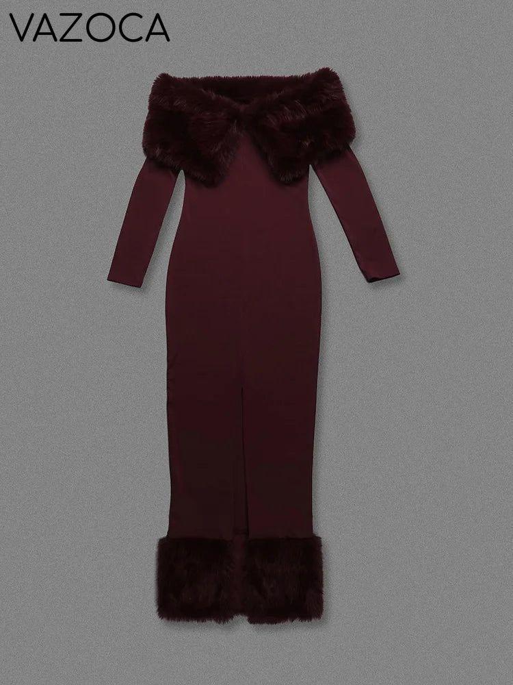 Lorene Fur Maxi Dress