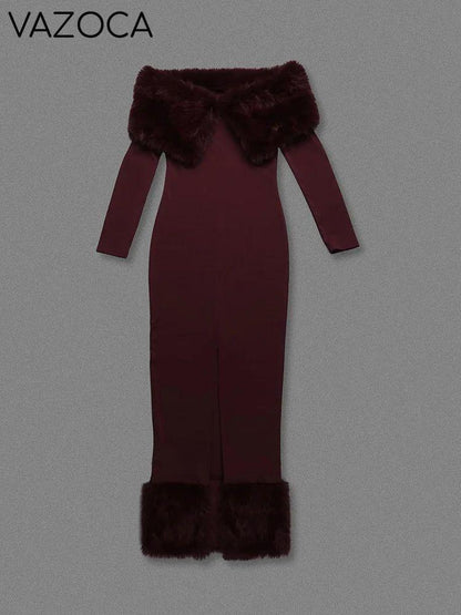 Lorene Fur Maxi Dress