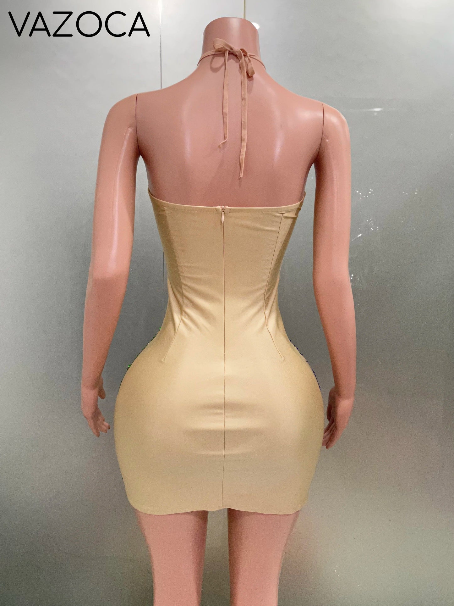 Sparkly Rhinestone Mesh Mini Dress