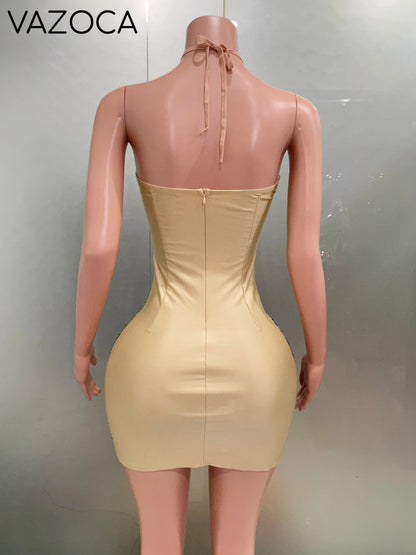 Sparkly Rhinestone Mesh Mini Dress