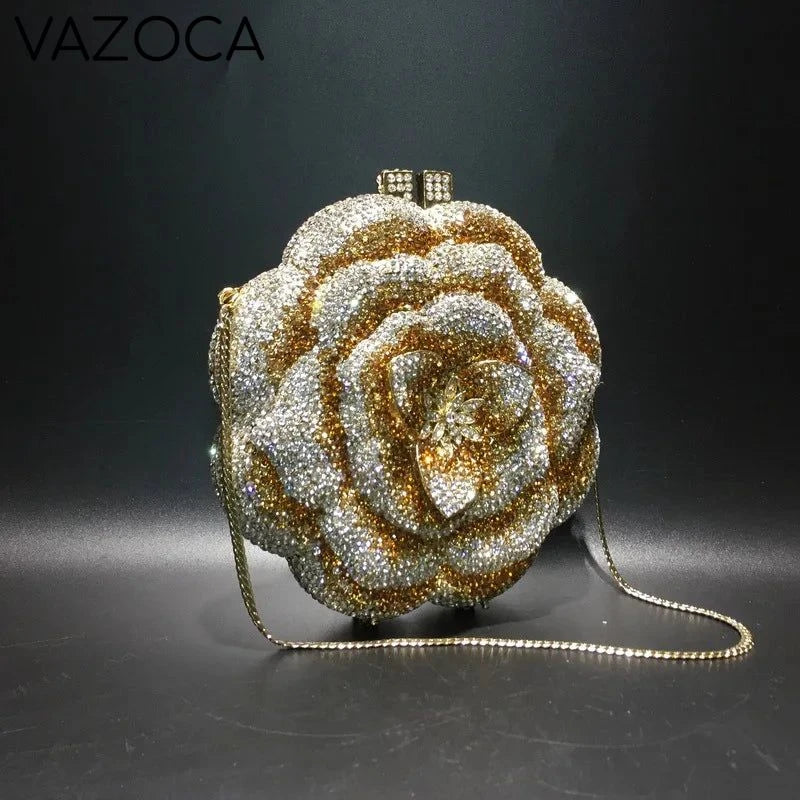 Floral Crystal Clutch Purse
