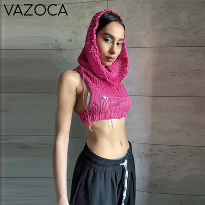 Knit Hooded Wild Tank Top