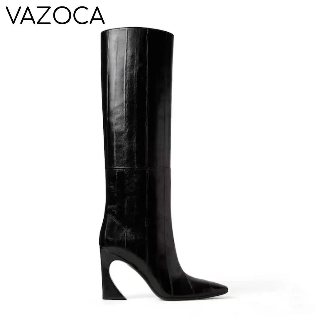 Crocodile Chunky Heel Boots