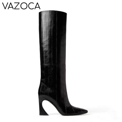 Crocodile Chunky Heel Boots