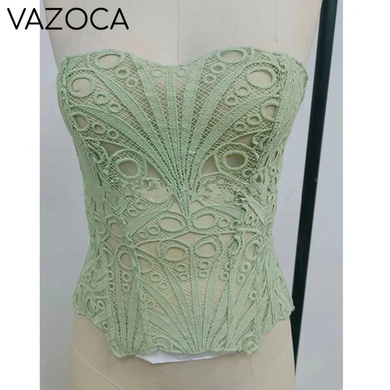 Corset Mesh Bustier Top Light Green