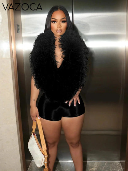 Fur Away Backless Romper