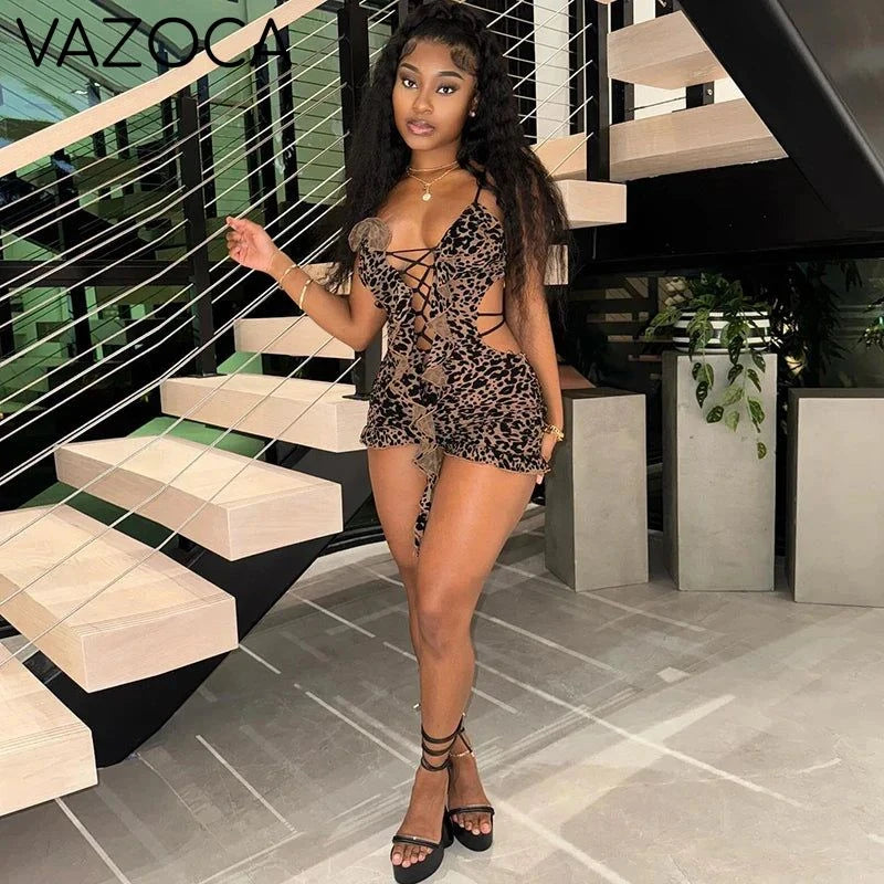 Leopard Cut-Out Romper