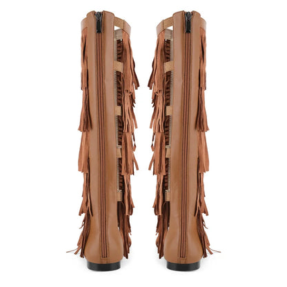 Lace Up Fringe Sandals