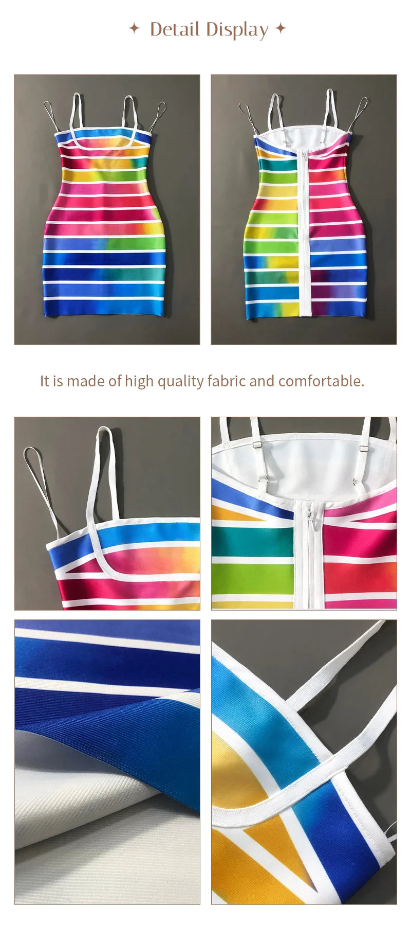 Rainbow Stripe Bandage Mini Dress