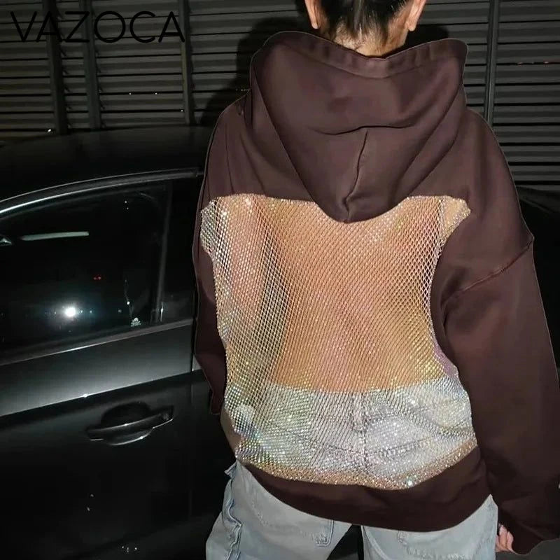 Crystal Mesh Back Hoodie