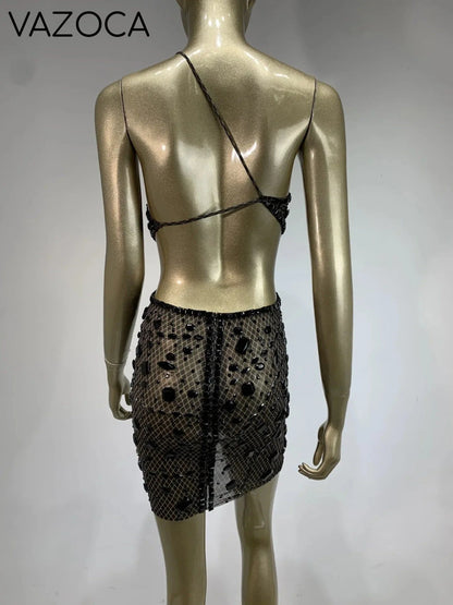Anaya Mesh Sequins Mini Dress