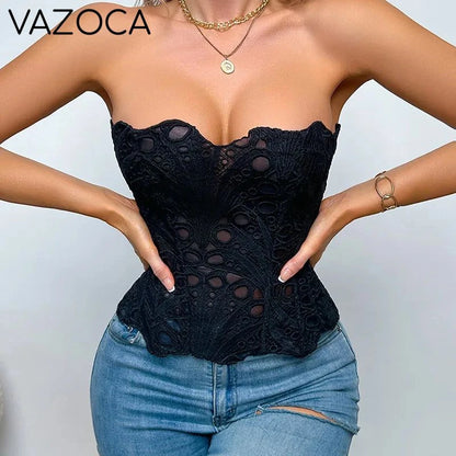 Corset Mesh Bustier Top Black