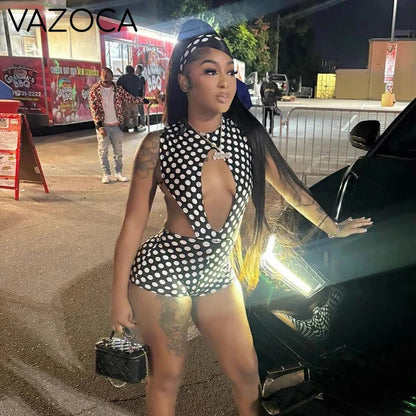 Polka Dot Cutout Romper