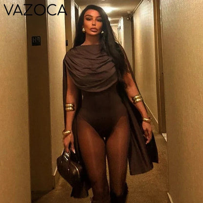 Draped Cape Bodysuit