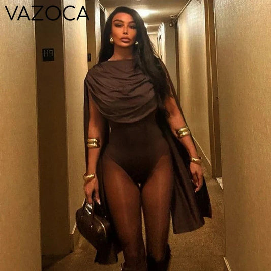 Draped Cape Bodysuit