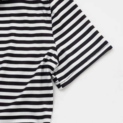 Deep V-Neck Striped Romper