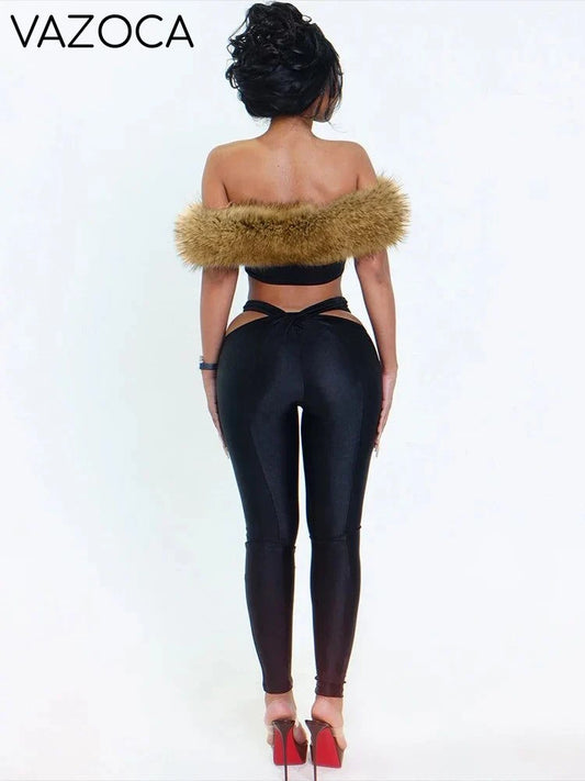 Vanna Fur Pants Set