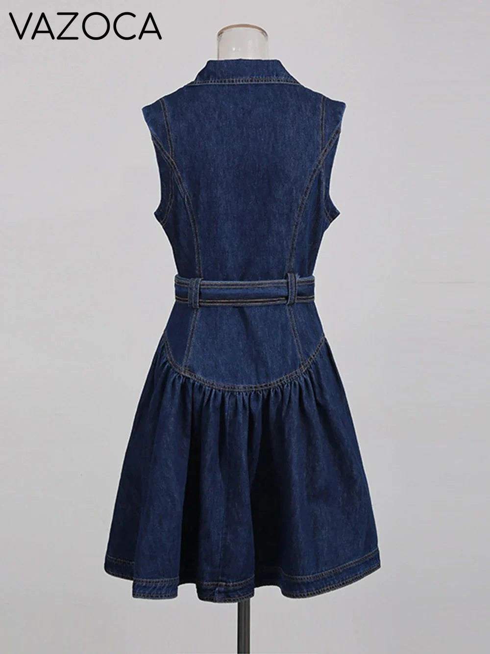 Belted Retro Denim Mini Dress