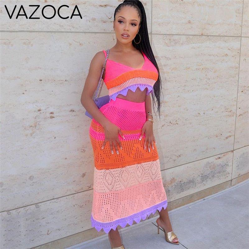 Colorful Knitted Two Piece Set