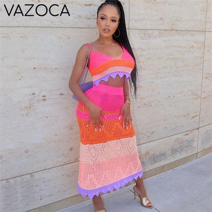 Colorful Knitted Two Piece Set