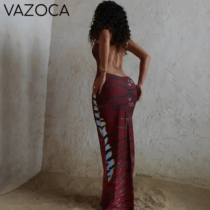 Tiger Dusk Backless Maxi Dress