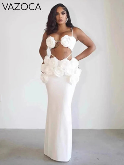Flowers Bandage Skirt Set