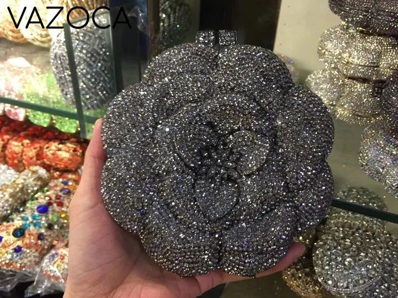 Floral Crystal Clutch Purse