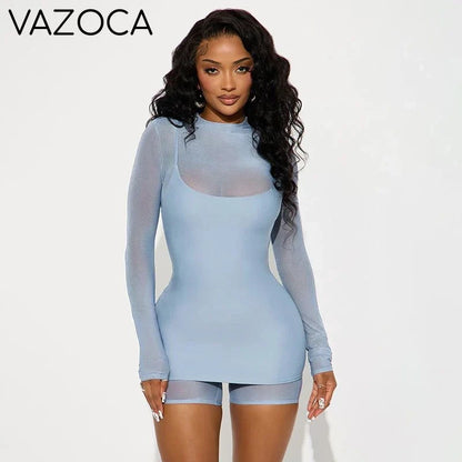 Illusion Mesh Romper Dress