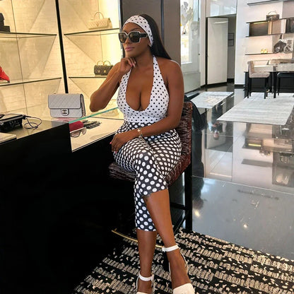 Polka Dot Halter Jumpsuit
